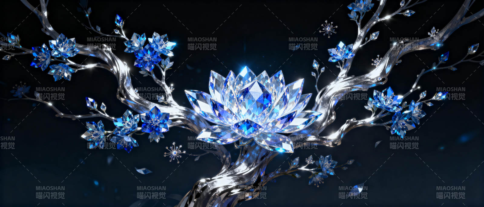 冰晶花枝绽放图片