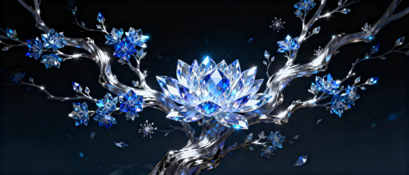 冰晶花枝绽放图片