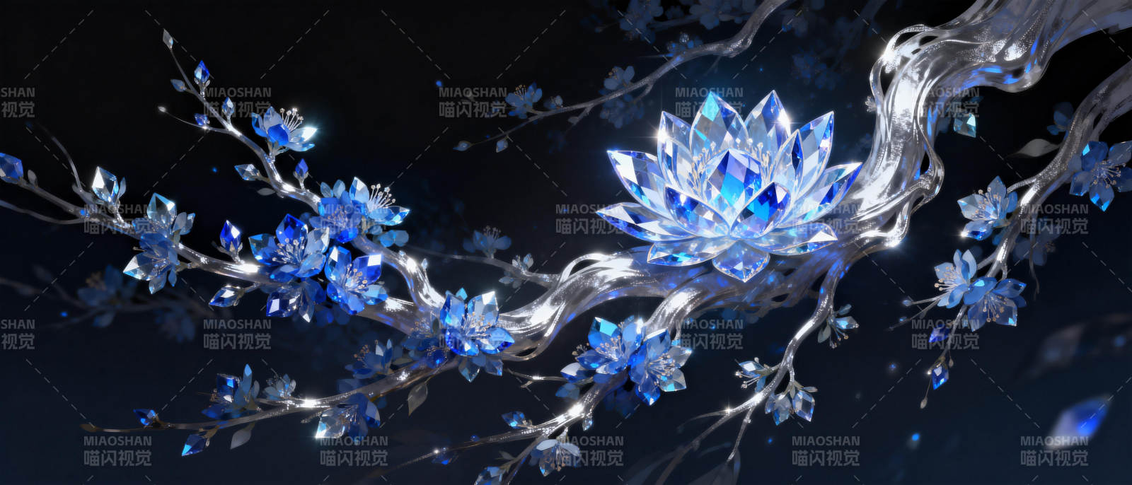 冰晶花枝绽放图片