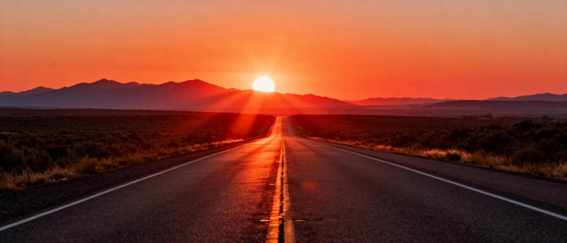 夕阳下的公路图片