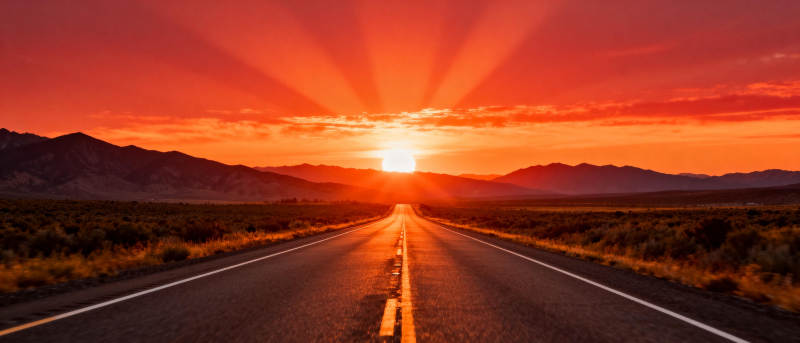 夕阳下的公路图片