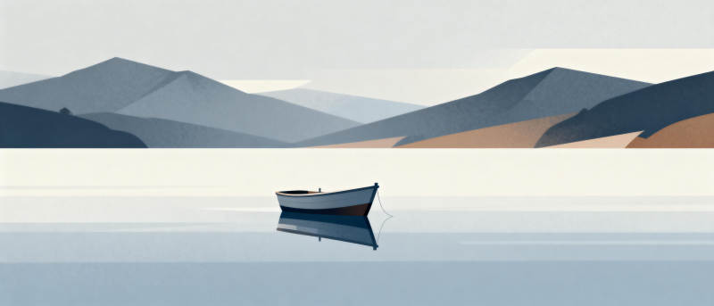 孤舟静泊湖心图片