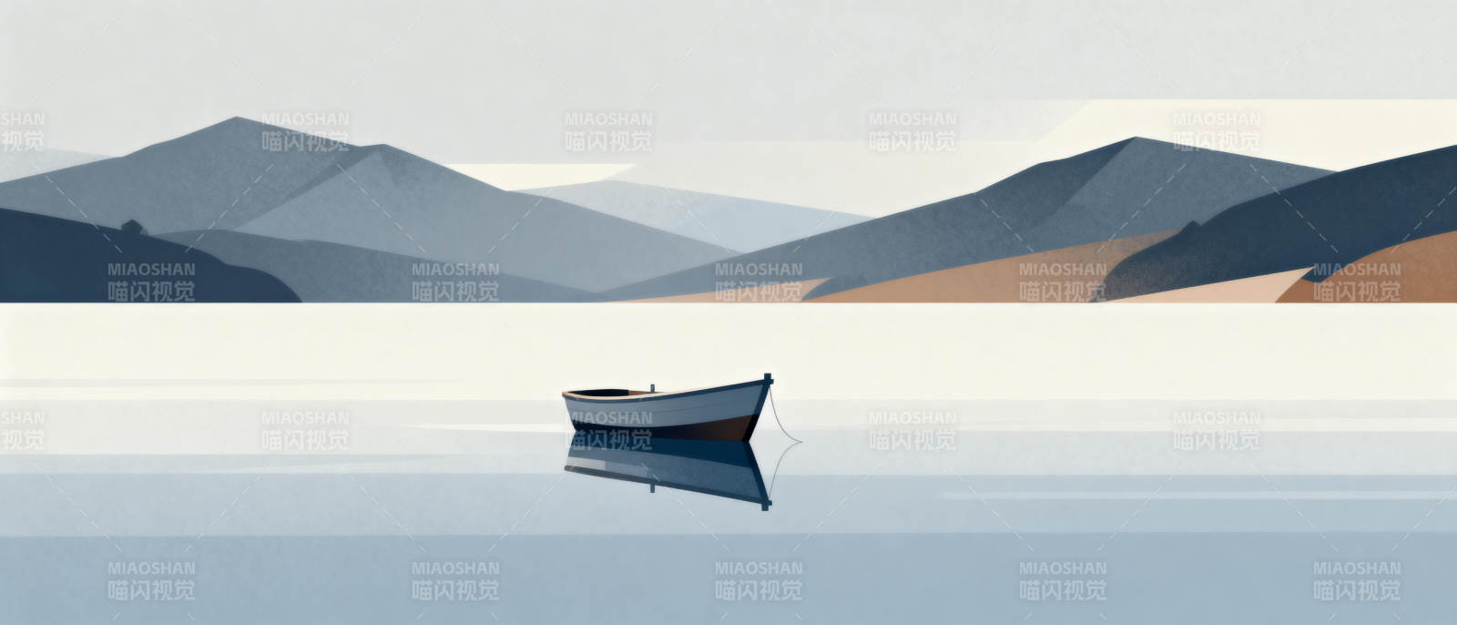 孤舟静泊湖心图片