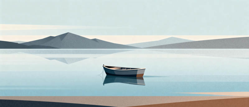 孤舟静泊湖心图片