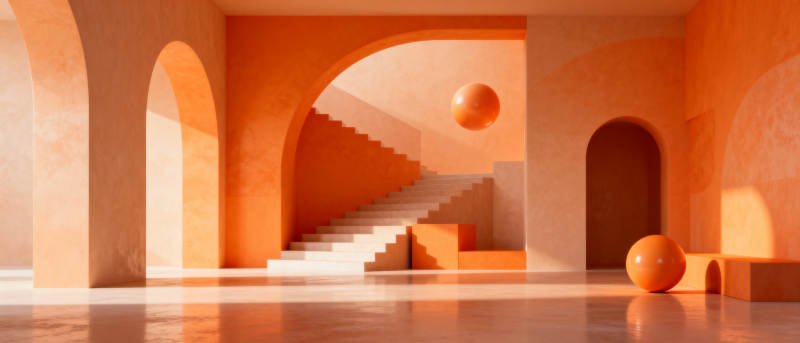 橙色几何空间图片