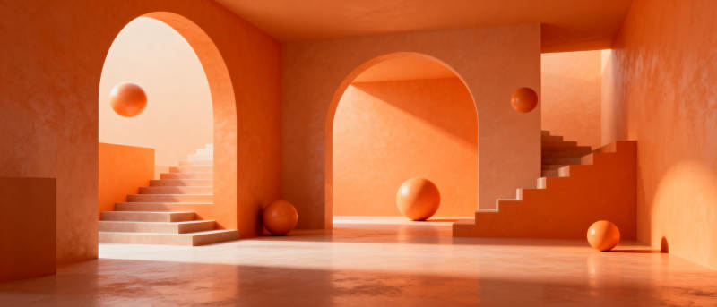 橙色拱门空间图片