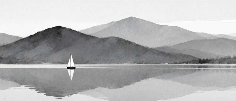 湖光山色帆影图片