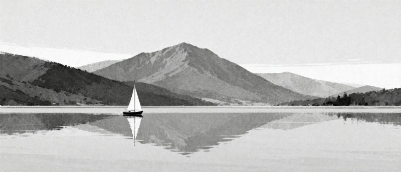 湖光山色帆影图片