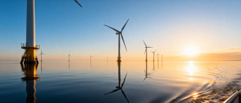 海上风车日出美景图片