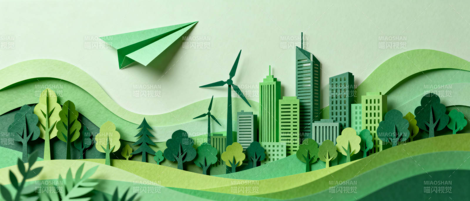 绿色城市 纸艺未来图片