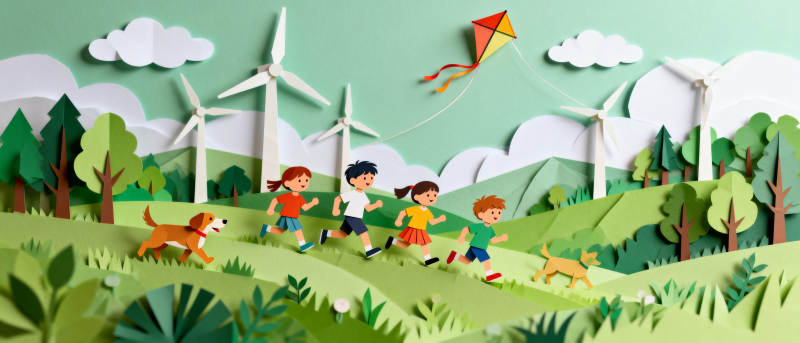 童趣田园风车景图片