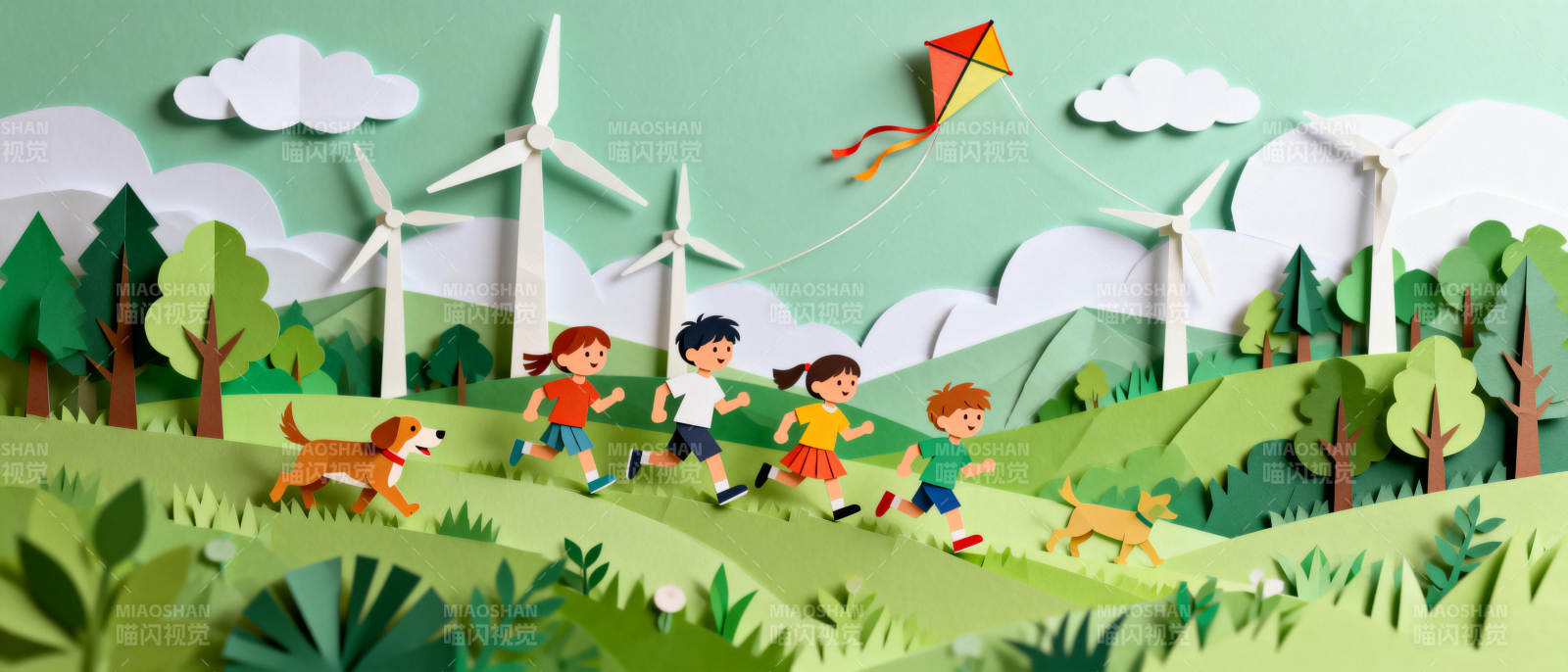 童趣田园风车景图片