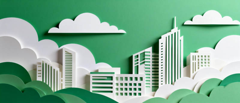 绿色城市剪纸艺术图片