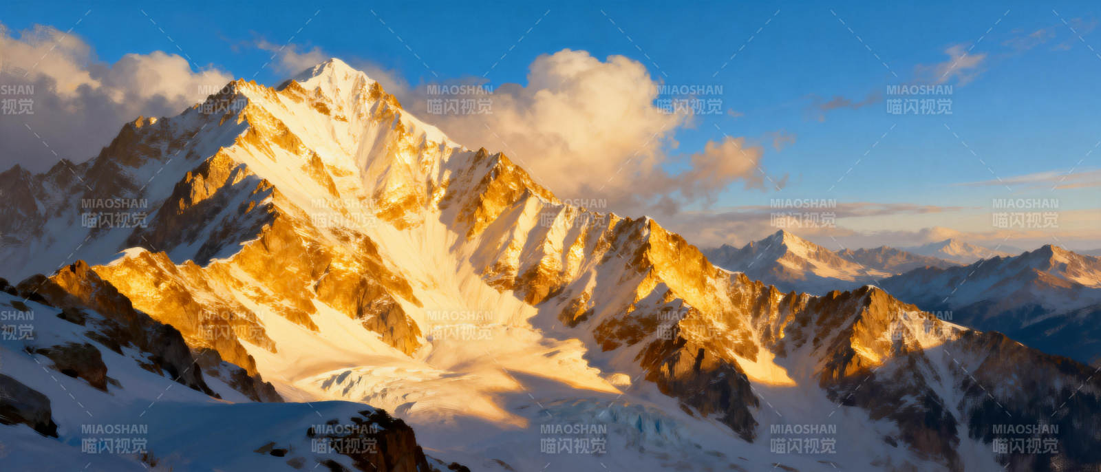 雪山日出美景图片
