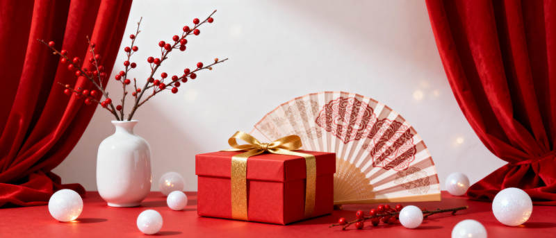 红幕礼盒迎新春图片
