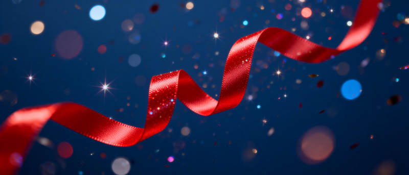 红丝带舞动夜空图片