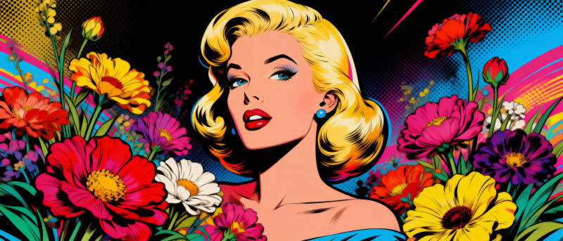 花丛中的金发美人图片