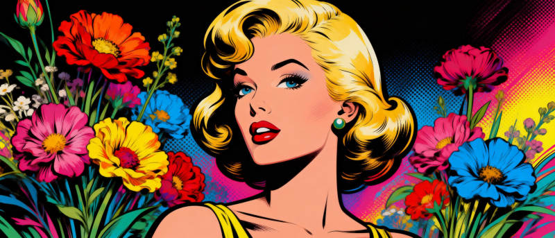 花丛中的金发美人图片