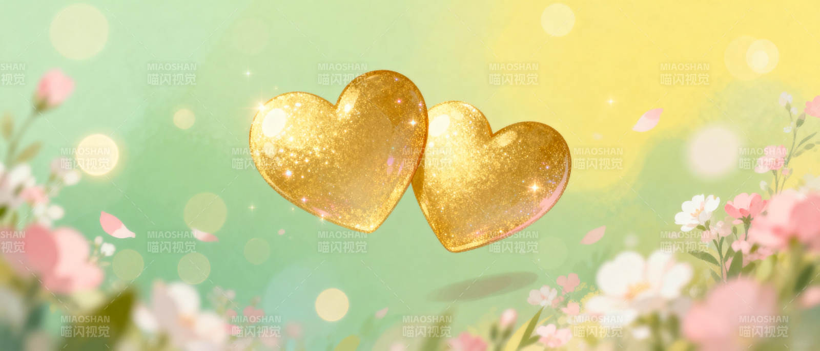 金色爱心花海图片