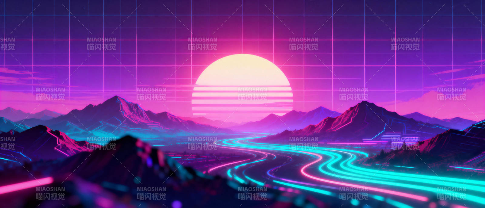 霓虹山河夜景图片