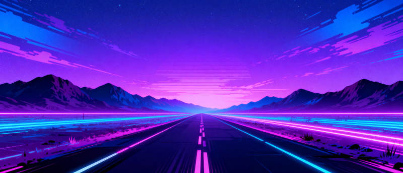 霓虹公路夜景图片