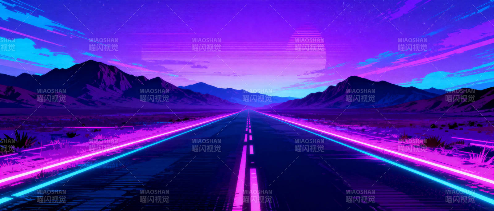 霓虹公路夜景图片