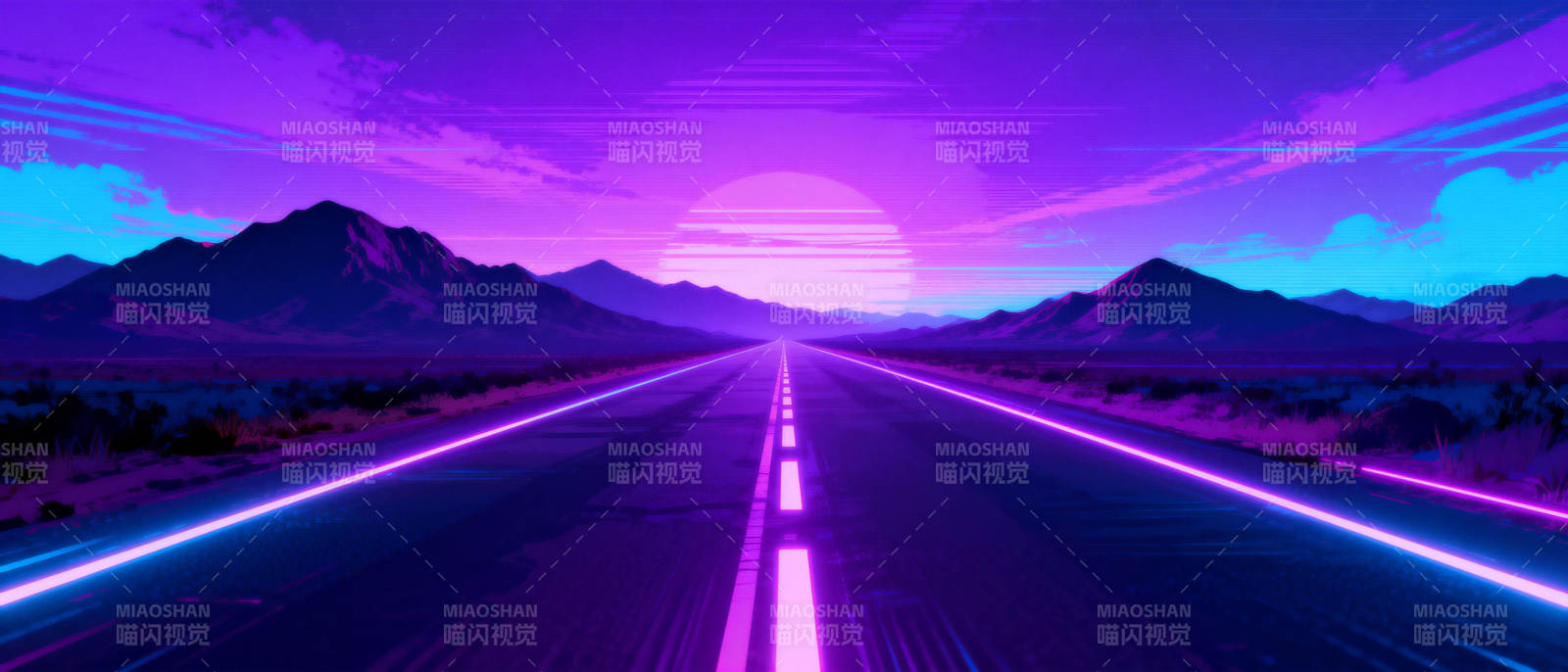 霓虹公路夜景图片