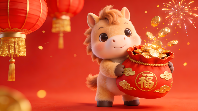 小马迎春纳福图片