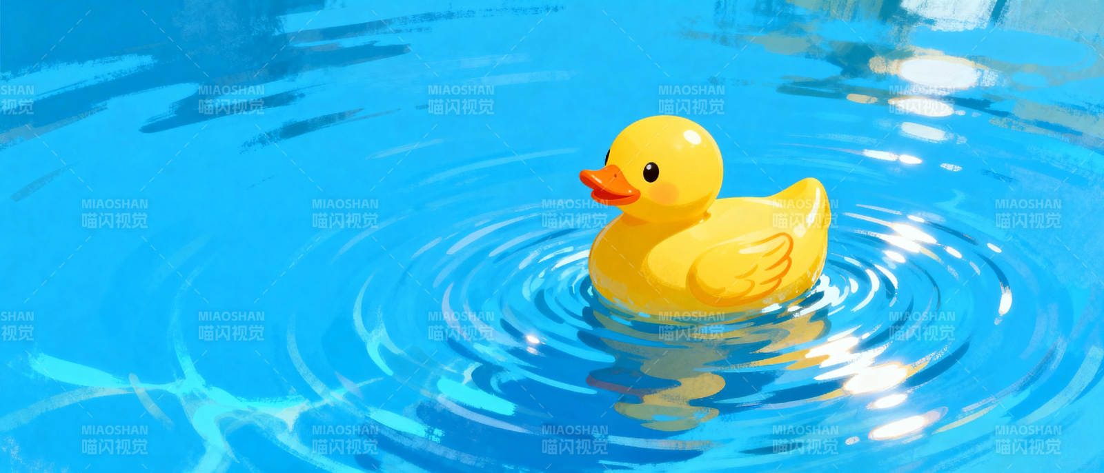 小黄鸭戏水图片