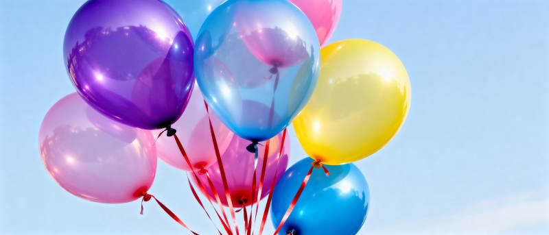 彩色气球飘蓝天图片