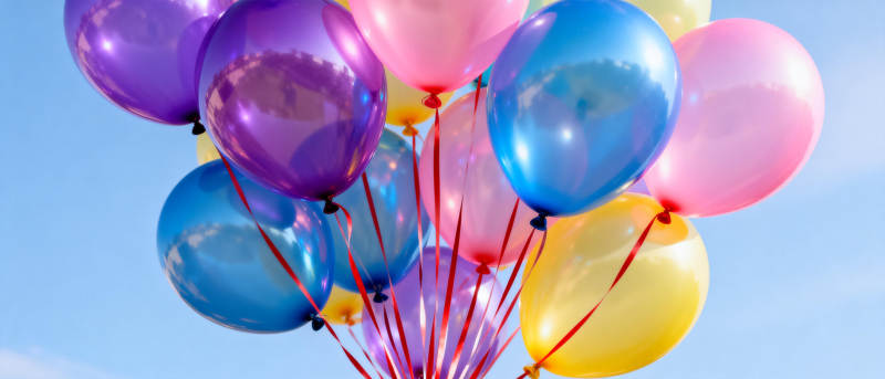 彩色气球飘蓝天图片