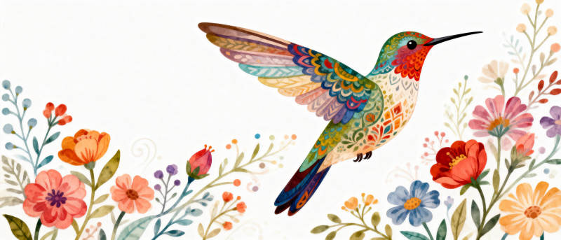 蜂鸟花丛飞舞图片