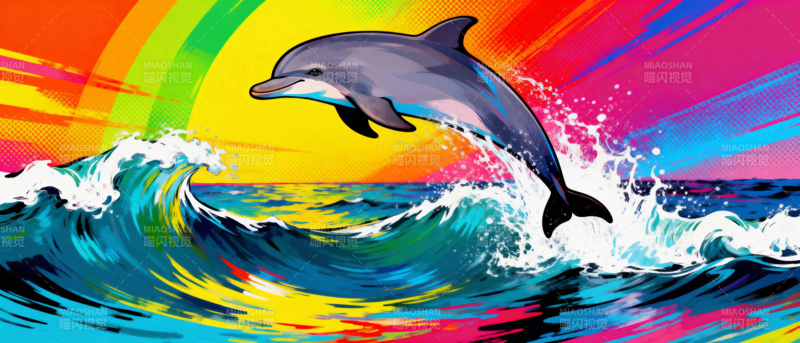 彩虹跃海豚图片