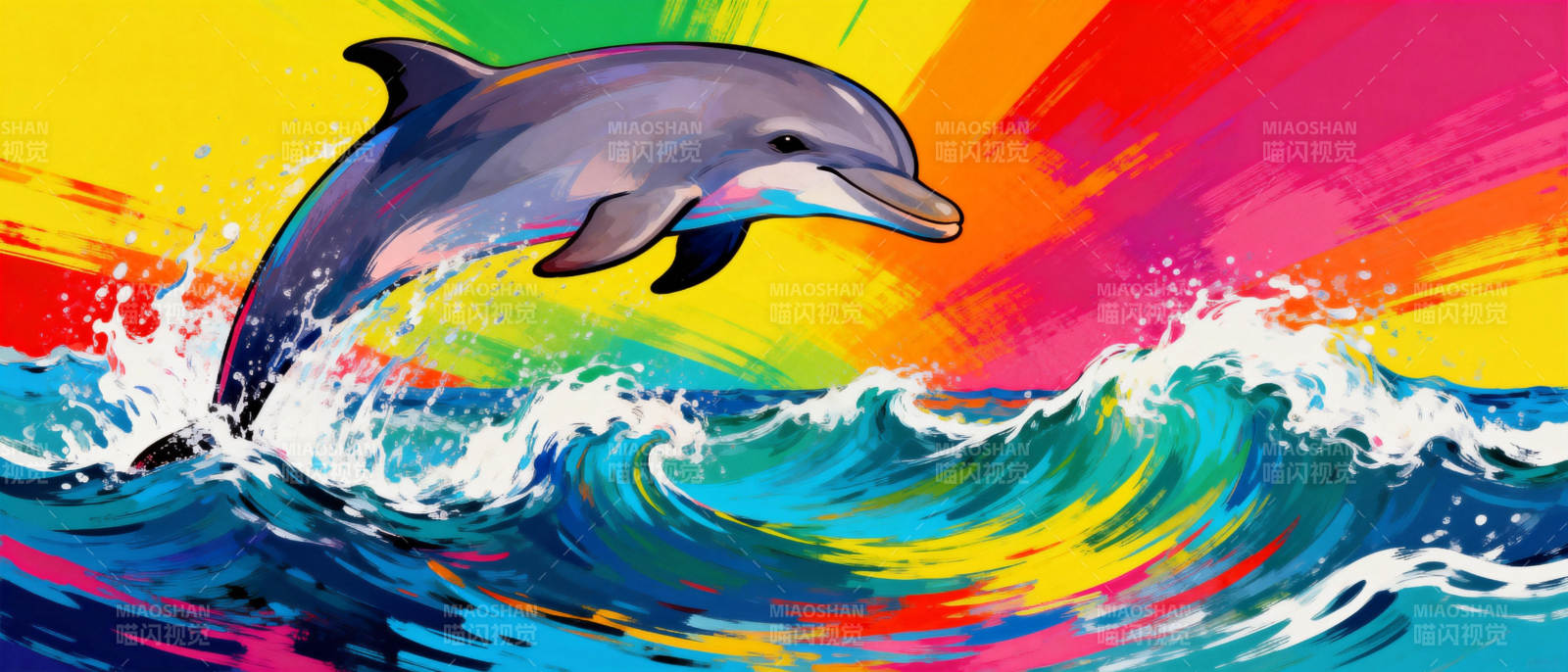 彩浪跃海豚图片