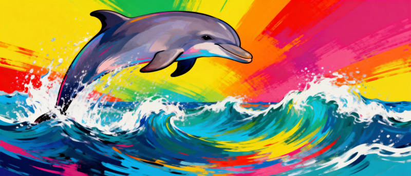 彩浪跃海豚图片