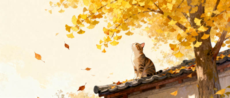 秋日猫影图片