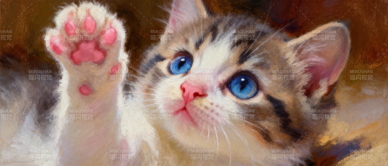 萌猫举爪图片