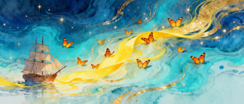 梦幻航海蝶影图片