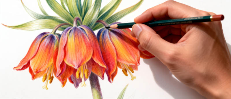 彩铅绘花图片