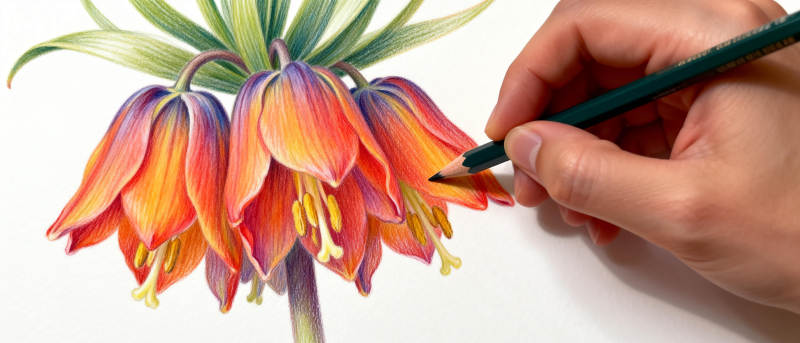 彩铅绘花图片