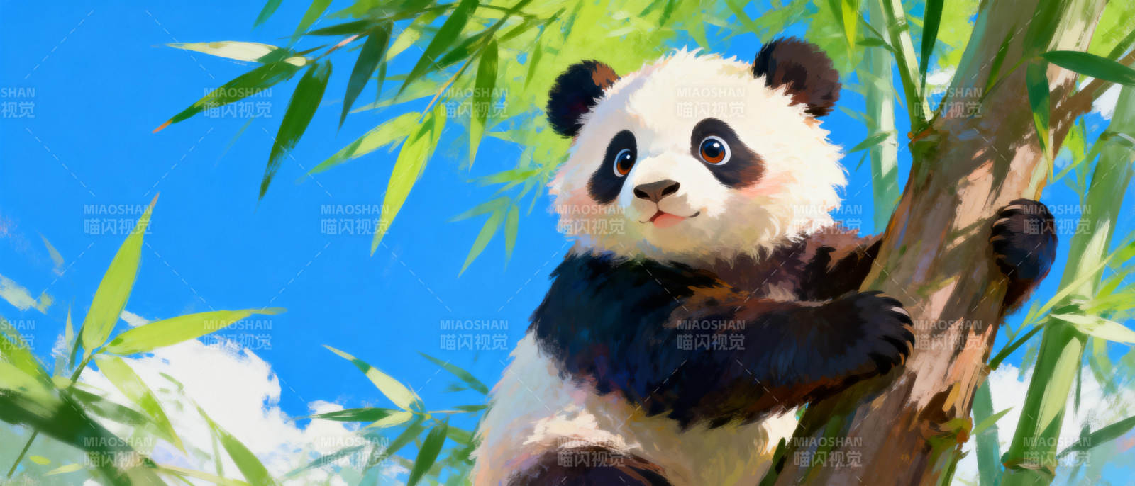熊猫攀竹枝图片