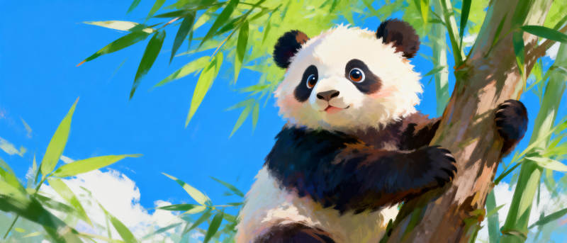 熊猫攀竹枝图片