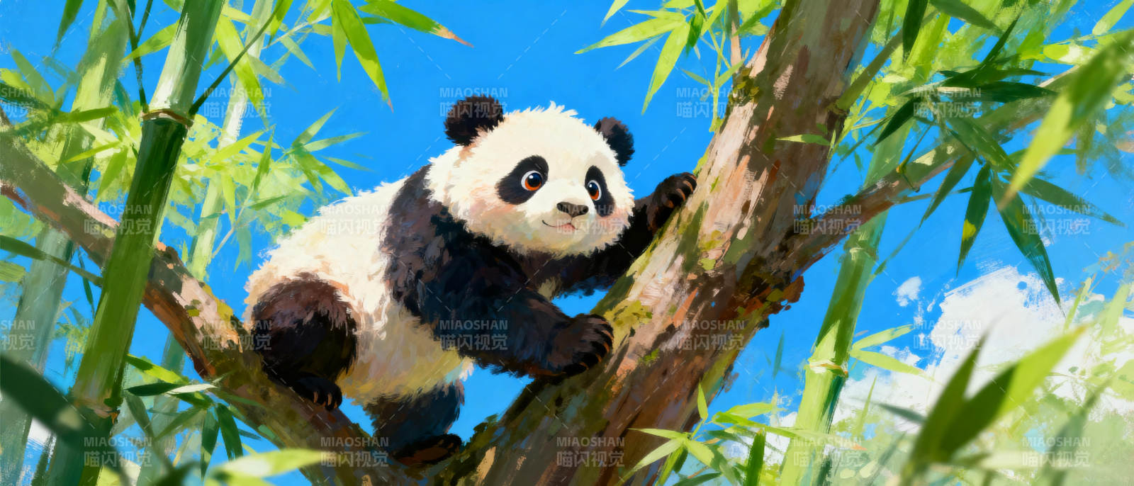 熊猫攀竹枝图片