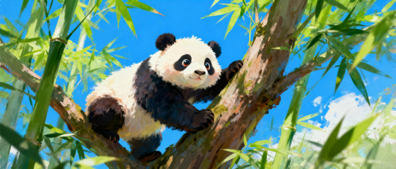 熊猫攀竹枝图片