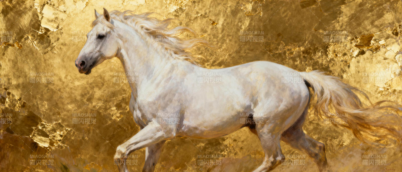 白马奔腾金背景图片