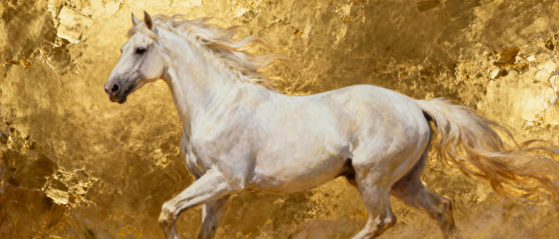 白马奔腾金背景图片