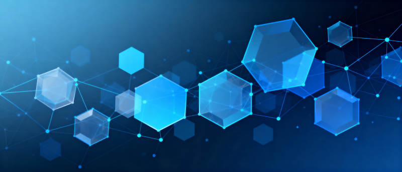 科技蓝六边形网络图片