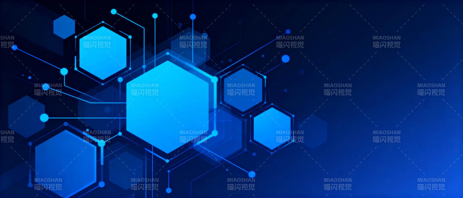 科技蓝六边形网络图片