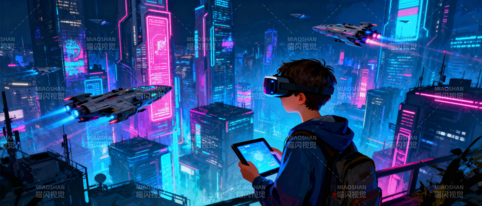 未来都市夜景图片