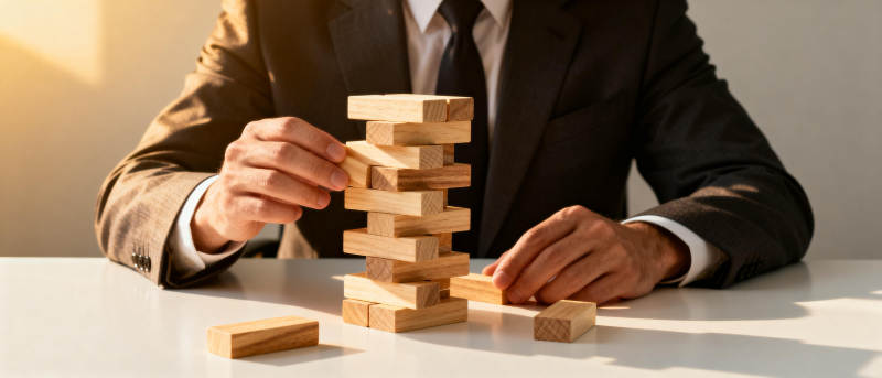 商务人士玩积木图片